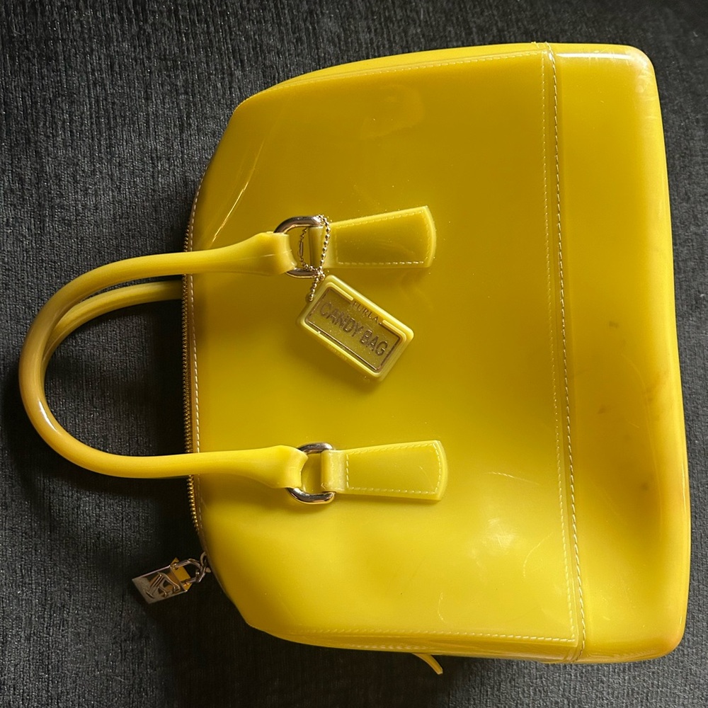 FURLA Citron Yellow Green Jelly Candy Large Satchel Bag - Picture 12 of 14